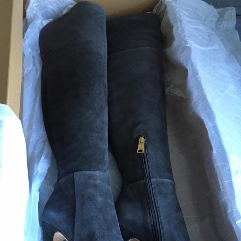 Joie Charcoal Suede Over the Knee Boots - Picture 2 of 2